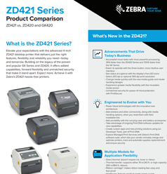 ZD421 Product Comparison vs. ZD420 and GK420
